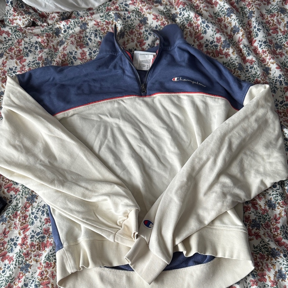 Champion Men's Zip-Up in Blue and Cream